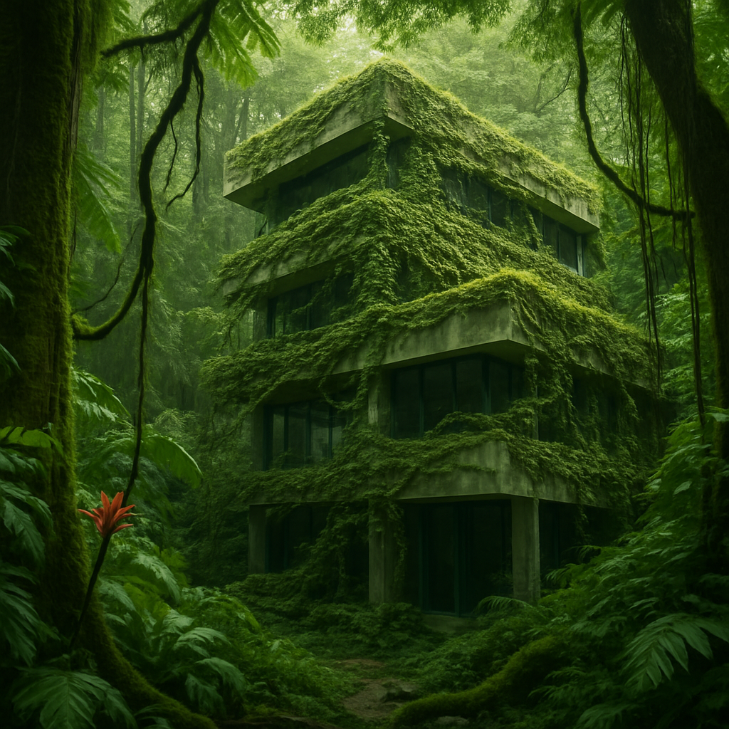 zapuszczony budynek w tropikalnej dżungli